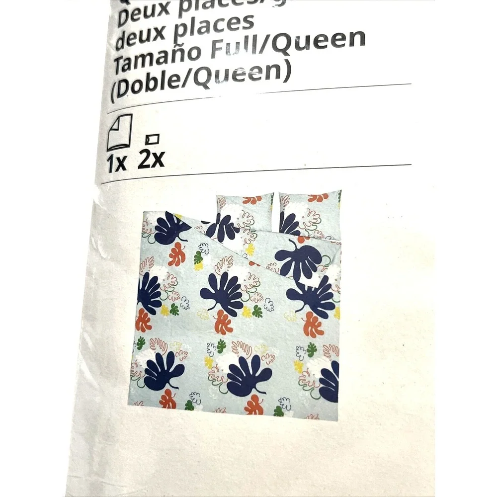 Ikea KANTDRACENA Full/Queen Duvet Cover + 2 Pillowcases Bed Set Multicolor NEW